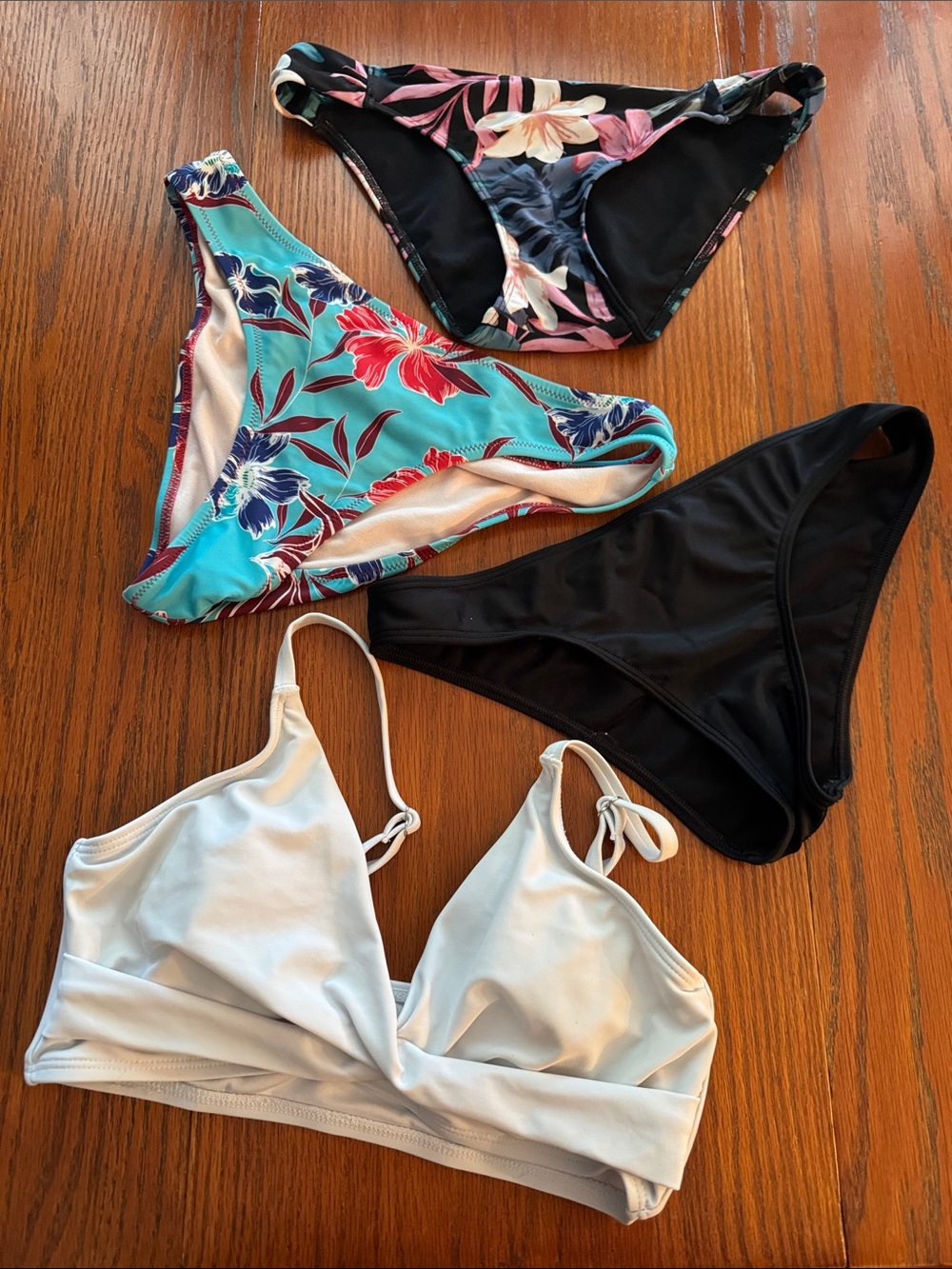 Hollister Mix & Match Bikini Set - White, Black & Turquoise Floral